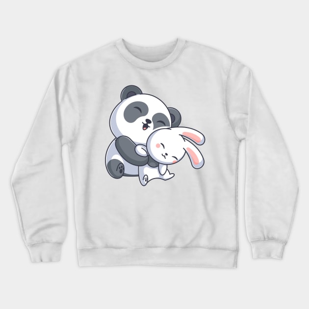 Cute panda hugging stuffed bunny Crewneck Sweatshirt by Wawadzgnstuff